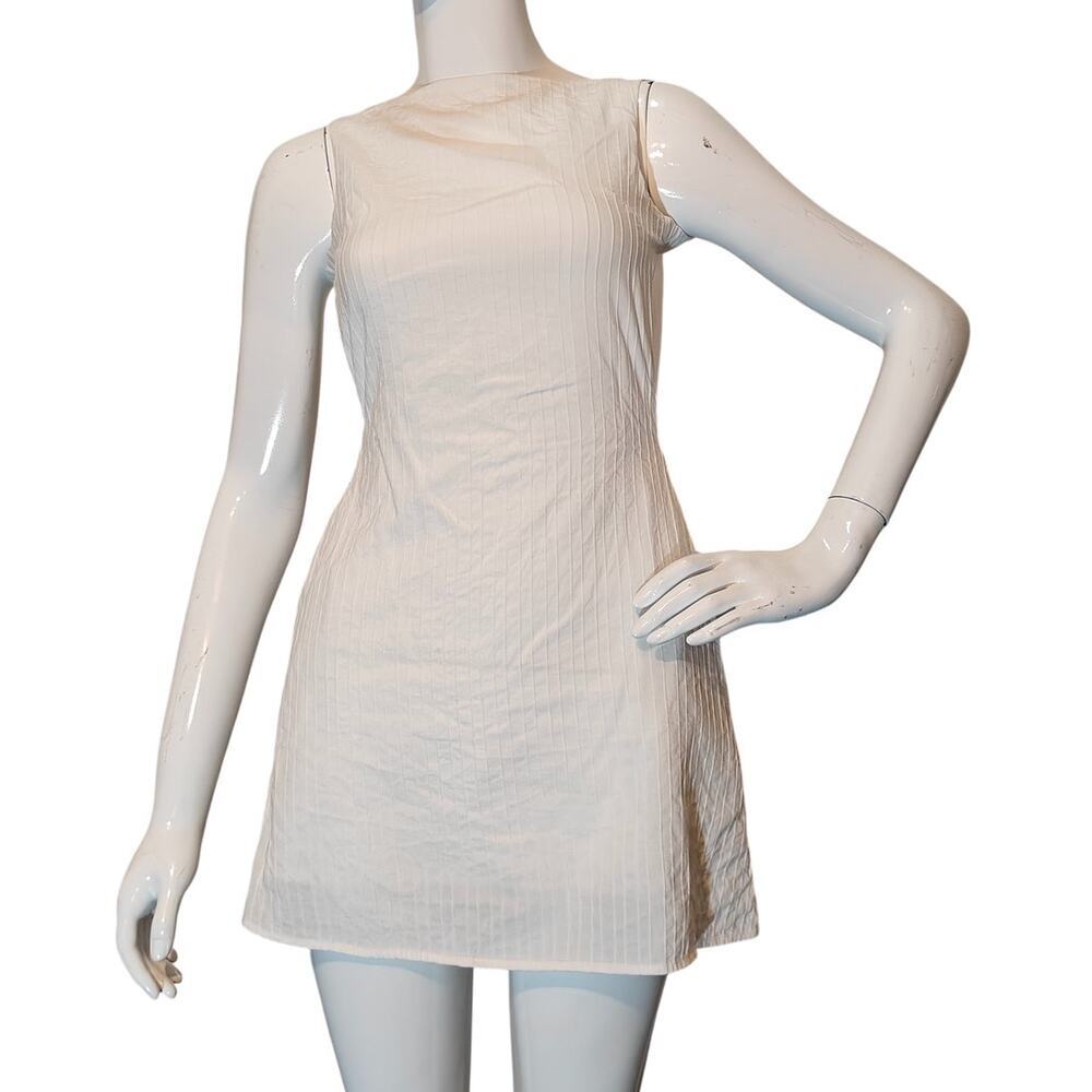 Princess Polly White Open Back Mini Dress Textured XXS